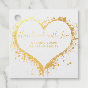 Étiquette-cadeau 12 VRAI FOIL artisanal avec l'amour des artisanats