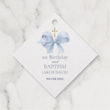 1er anniversaire & Baptême Boys Blue Bow Merci