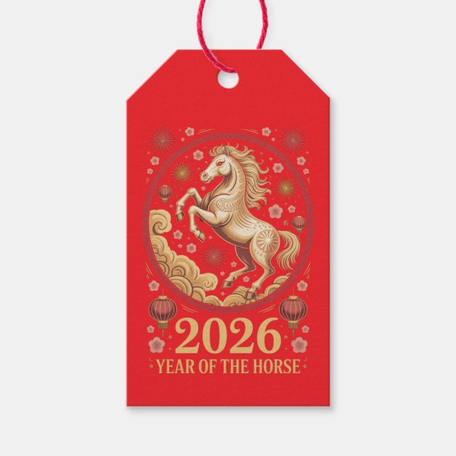 Étiquette cadeau 2026 Année du Cheval (Devant)