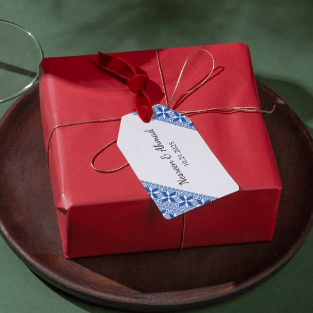 Étiquette cadeau à motif Tatreez palestinien en bl (Créateur téléchargé)