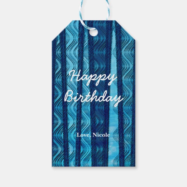 Étiquette cadeau abstraite vintage avec vagues de  (Devant)