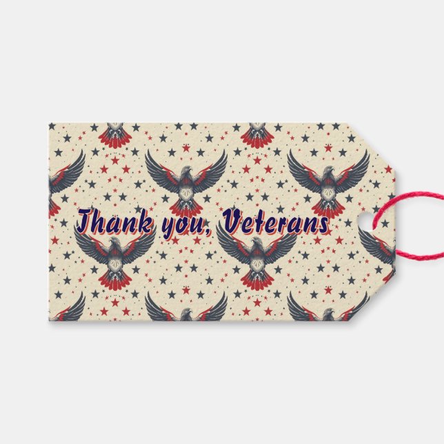 Étiquette Cadeau Aigle Merci aux Vétérans Patrioti (Devant (Horizontal))