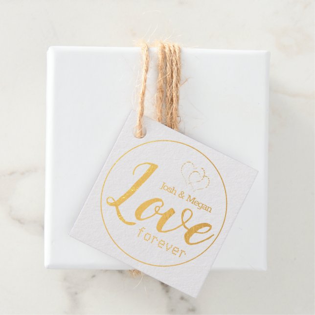 Étiquette-cadeau Amour Pour Toujours, Coeurs, Monogramme / Créer Vo (Avec boite)