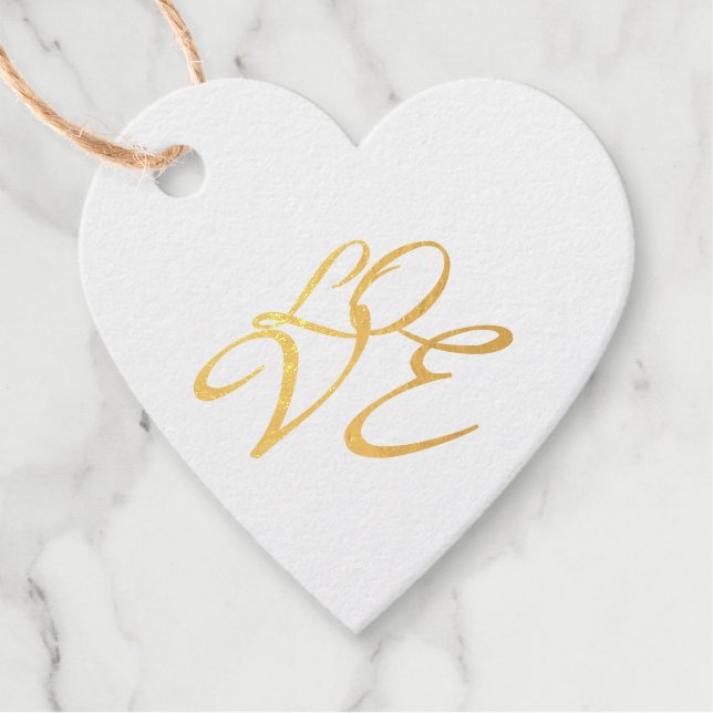 Étiquette-cadeau Amour Rose Couleur Or Calligraphie Script (Devant)