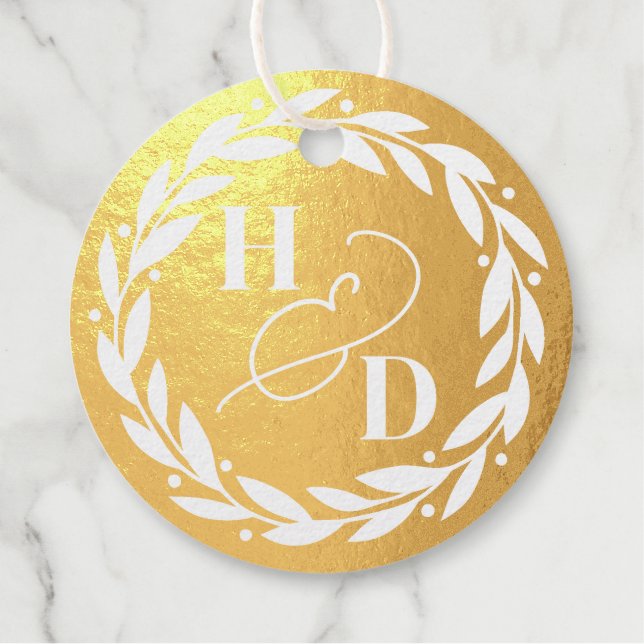 Étiquette-cadeau Ampersand Couples Initiales Mariage de couronne (Devant)