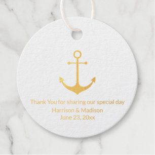 Étiquette-cadeau Ancrage nautique mariage pour l'or