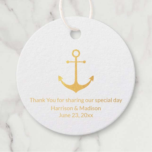 Étiquette-cadeau Ancrage nautique mariage pour l'or (Devant)