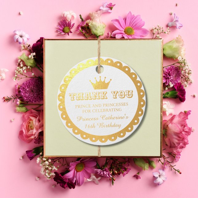 Étiquette-cadeau Anniversaire de la princesse royale rose (Créateur téléchargé)