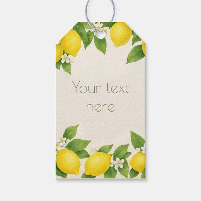 Étiquette cadeau aquarelle de citrons et de fleurs (Devant)