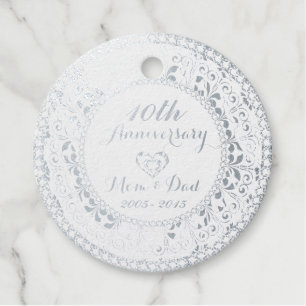 Étiquette-cadeau Argent Floral Damask