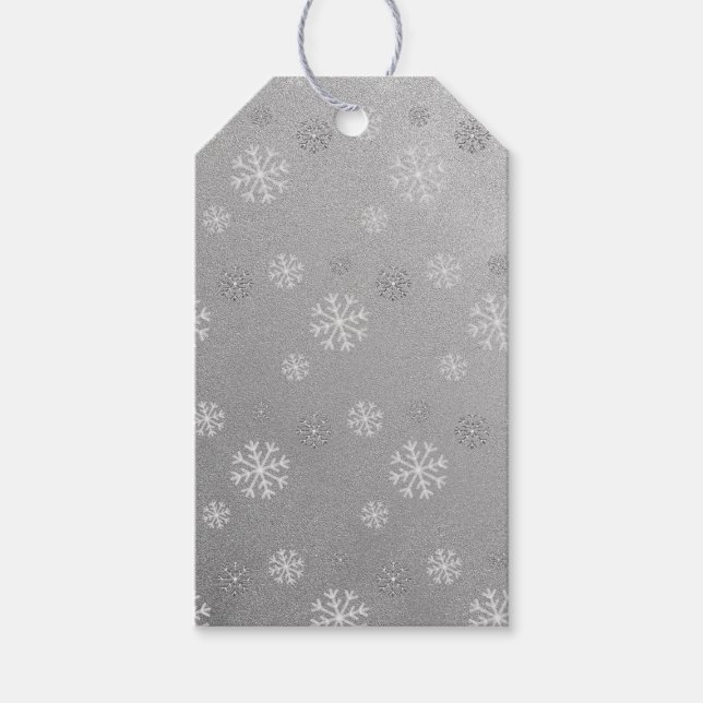 Étiquette cadeau argent neige (Devant)