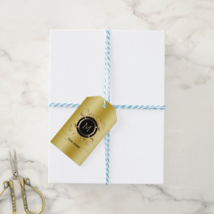 Étiquette cadeau arrière - plan or avec cadre noir