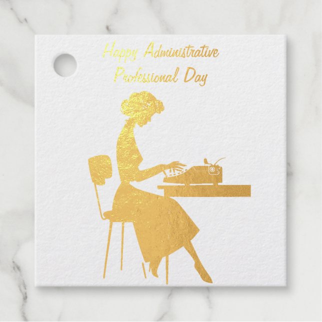Étiquette-cadeau Assistante Administrative Vintage – Bureau Rétro  (Devant)