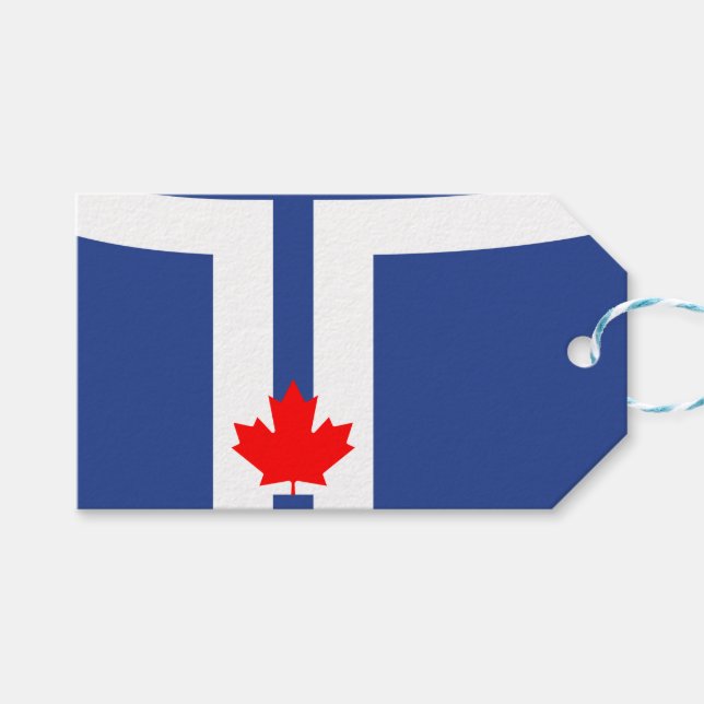 Étiquette cadeau avec drapeau de Toronto, Canada (Devant (Horizontal))