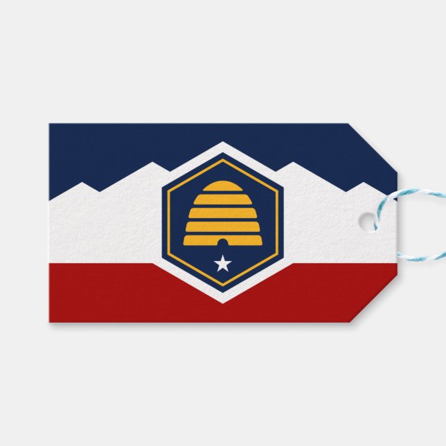 Étiquette cadeau avec le nouveau drapeau de l'Utah (Devant (Horizontal))