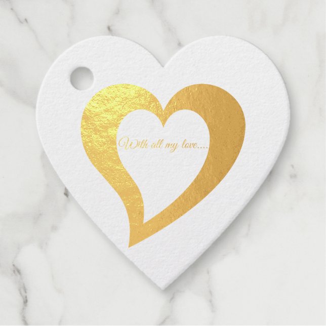 Étiquette-cadeau Avec tout mon coeur d'amour (Devant)