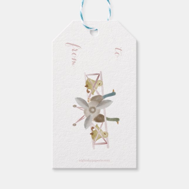 Étiquette Cadeau Avion Rose  (Devant)