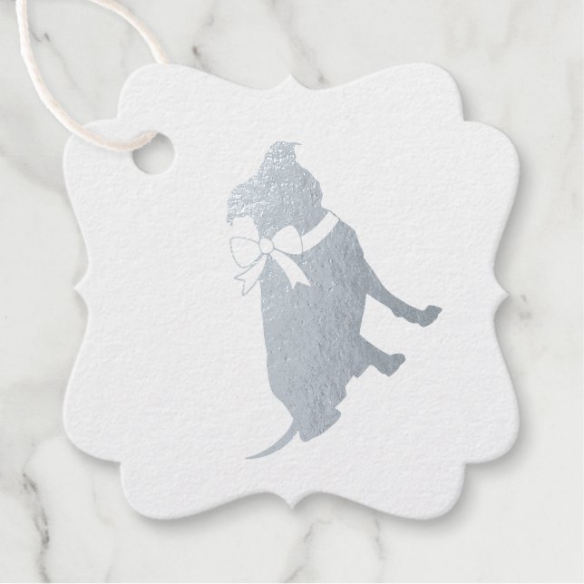 Étiquette-cadeau Baby shower de chien en argent Pit taureau fille P (Devant)
