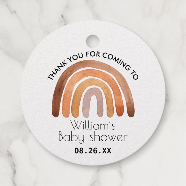 Étiquette-cadeau Baby shower de Merci arc-en-ciel Boho (Dos)
