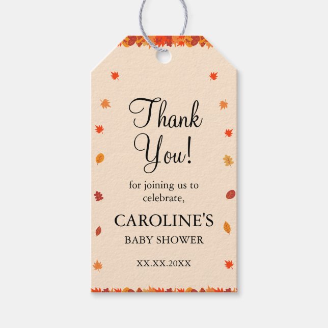 Étiquette cadeau Baby shower Favoriser l'automne (Devant)