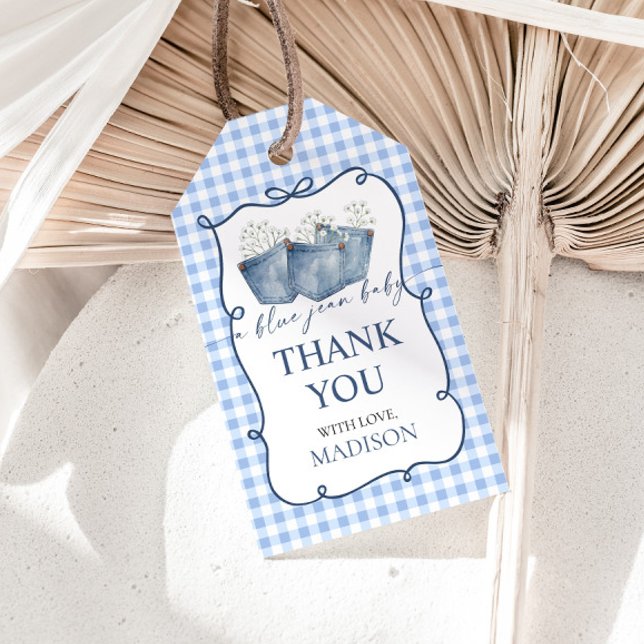 Étiquette Cadeau Baby Shower Jean Bleu (Créateur téléchargé)