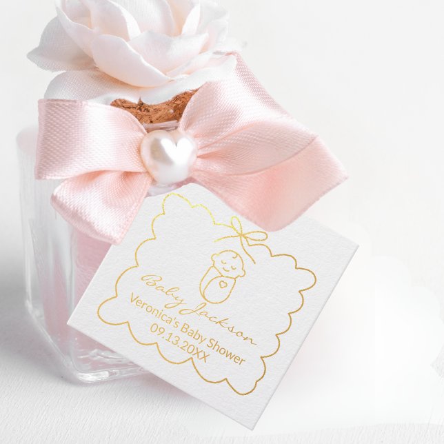 Étiquette-cadeau Baby shower moderne pour bébé et garçon neutre (Créateur téléchargé)