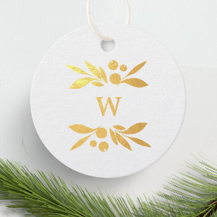 Étiquette-cadeau baies festives traditionnel vert & rouge noël