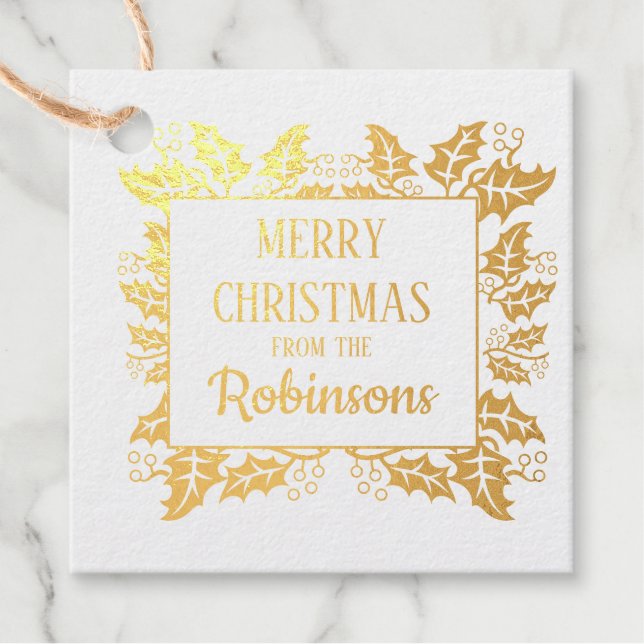 Étiquette-cadeau Balise cadeau de Noël Holly Berry Tree (Devant)