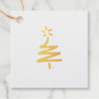 Étiquette-cadeau Balise cadeau Little Red Tree Gold Foil