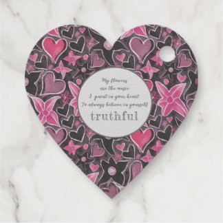 Étiquette-cadeau Balise Coeur&Fleurs uniques Motif Foil Favor