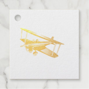 Étiquette-cadeau Balise Foil Favor Bi-plane rouge