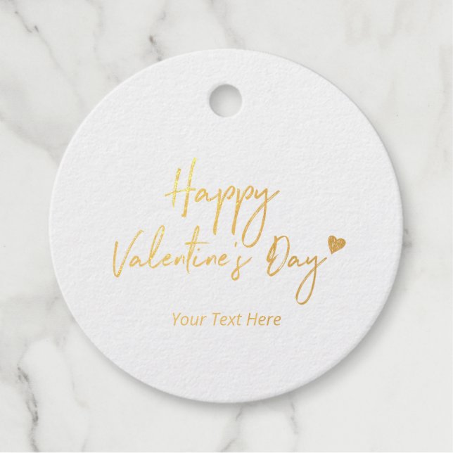 Étiquette-cadeau Balises cadeaux Heureuse Sainte-Valentin Gold Foil (Devant)