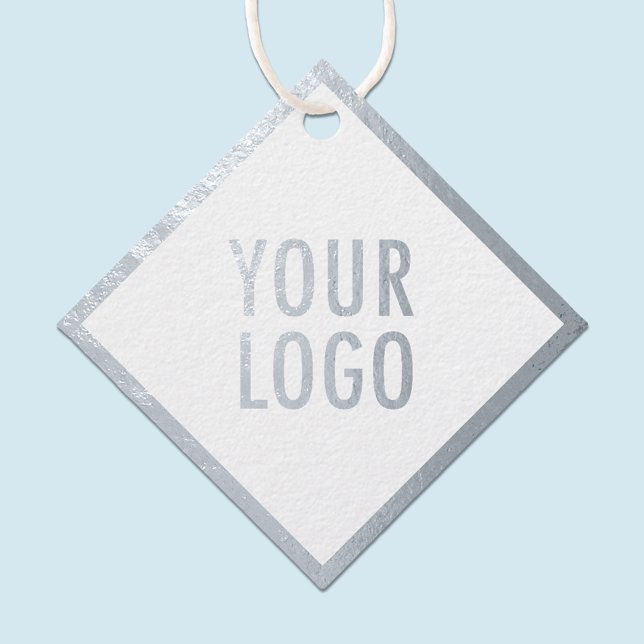 Étiquette-cadeau Balises de coupe à huile d'argent Logo personnalis (MISOOK White Diamond Shape Silver Foil Hang Tag with Logo)