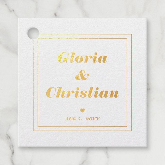 Étiquette-cadeau Balises de préférence mariage Real Gold Foil (Devant)