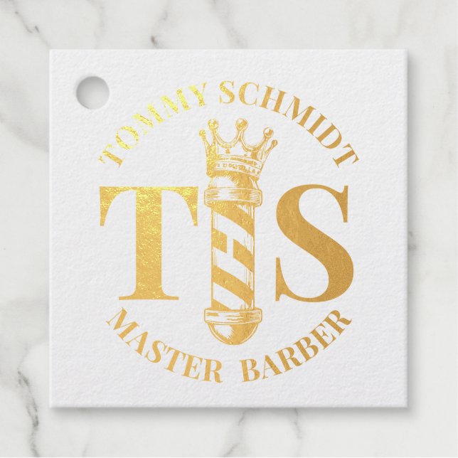 Étiquette-cadeau Barber Hair Shop King Crown Barber Pole Hair Salon (Devant)