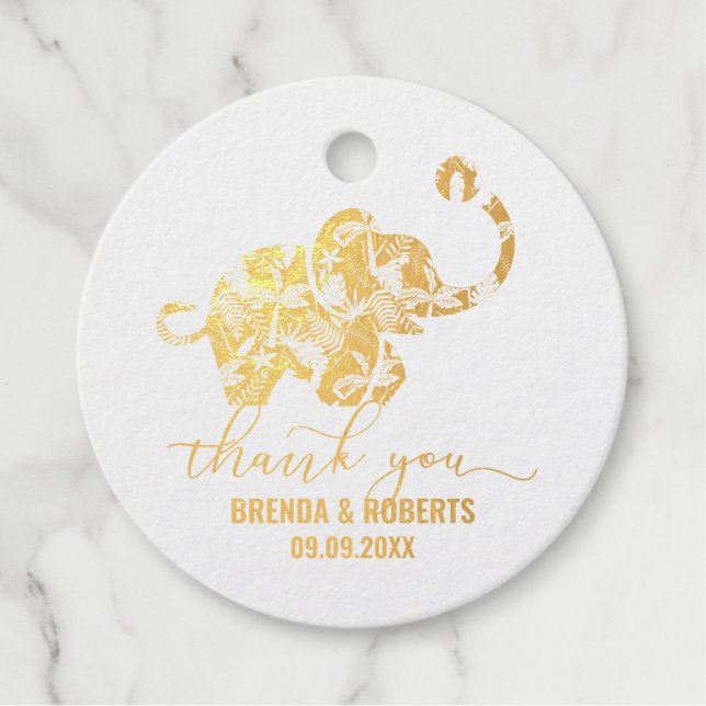 Étiquette-cadeau Beau éléphant merci typographie (Devant)