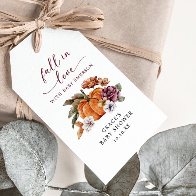 Étiquette cadeau bébé coup de foudre (Fall In Love With Baby Pumpkin Gift Tag)