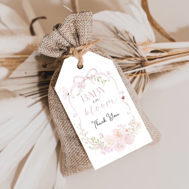 Étiquette cadeau bébé en fleurs rose (Créateur téléchargé)