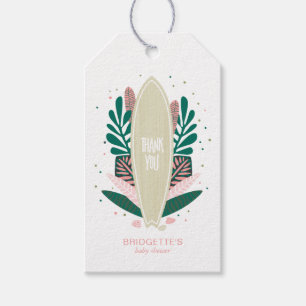 Étiquette cadeau bébé rose tropical à bord