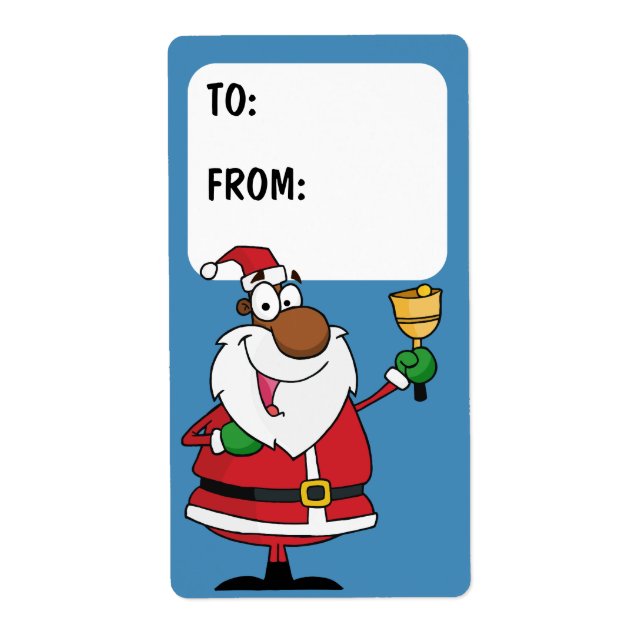 Étiquette cadeau Bell Ring Black Père Noël (Devant)