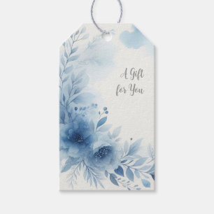 Étiquette Cadeau Bleue Aquarelle Florale Élégante