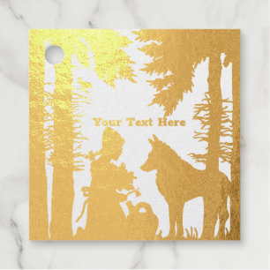 Étiquette-cadeau Bois Rouge À Riding Fleurs De Bois Avec Loup