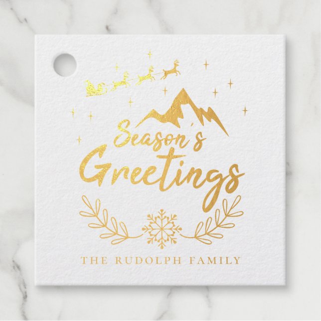 Étiquette-cadeau Bonnes Fêtes de Noël Montagne (Devant)