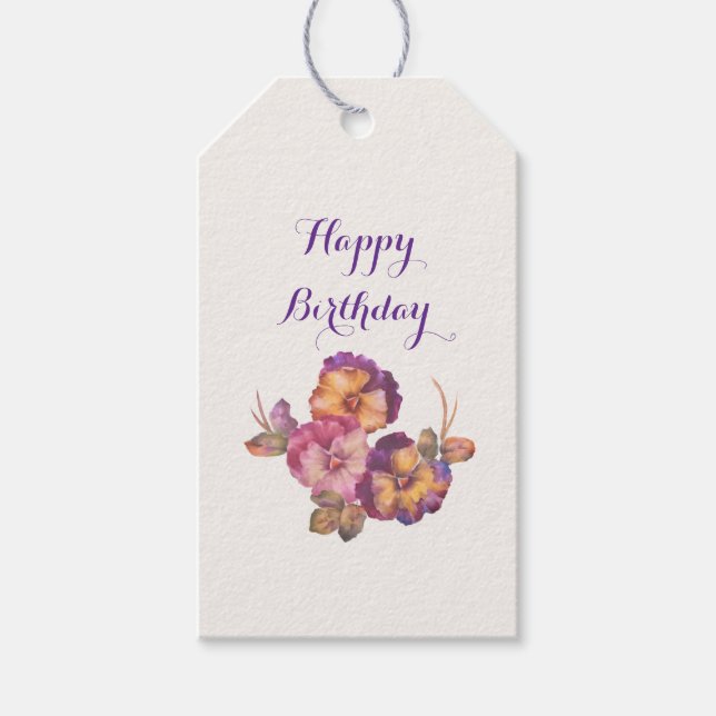 Étiquette Cadeau | Bouquet de Pensées | Joyeux Ann (Devant)