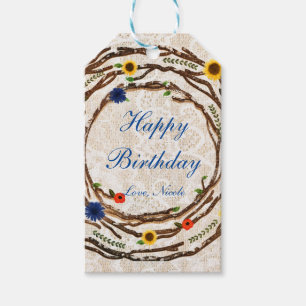 Étiquette cadeau Branches Florales Toile de Jute &