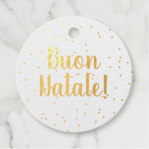 Étiquette-cadeau Buon Natale élégante langue italienne Noël