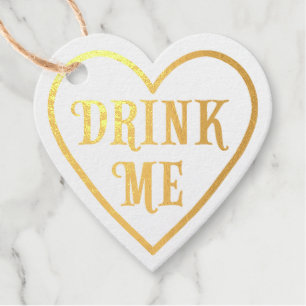 Étiquette-cadeau "Buvez-moi" Enchérir Valentine's Tras Gold