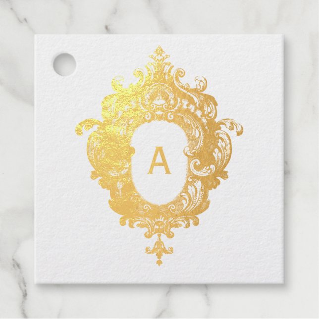 Étiquette-cadeau Cadre à monogramme orné (Devant)