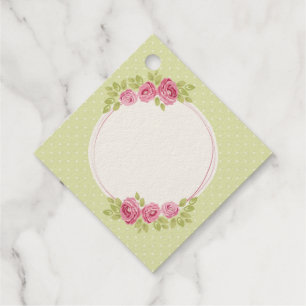 Étiquette-cadeau Cadre Floral Vintage Shabby Chic avec des Roses