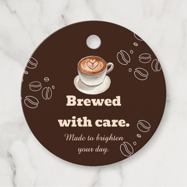 Étiquette cadeau Café au Lait Préparé avec Amour (Devant)